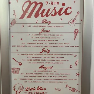 Live music every Saturday 7-9 PM Summer 2024