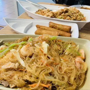 4 Piece Pork Shanghai Roll, 6 Piece Vegetarian Roll, Combination Fried Rice, Pancit Sotanghon Noodle
