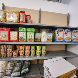 shelves of food and snacks