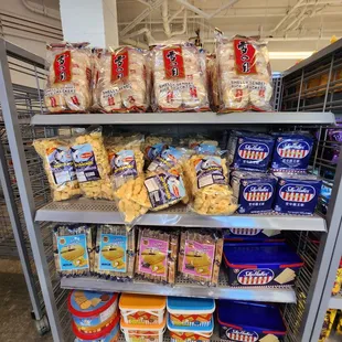 shelves of snacks and snacks