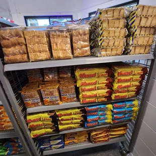 shelves of bread and chips