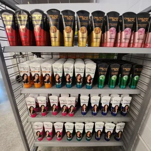 a display of hair products