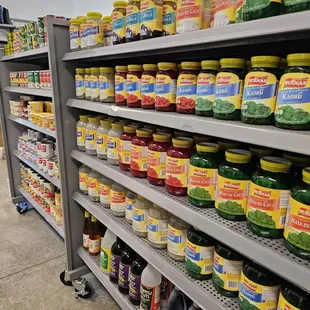 shelves full of jars of food