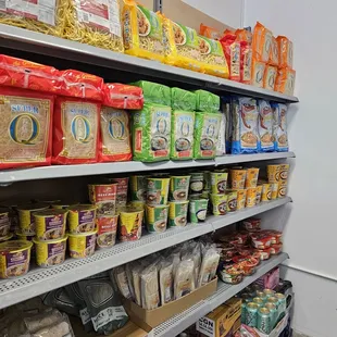 shelves full of food items