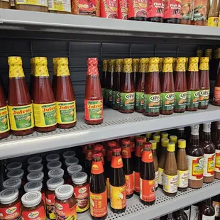 a variety of sauces and condiments