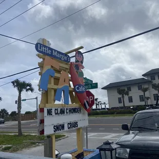 a sign for the restaurant