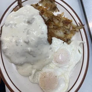 #8 CHICKEN FRIED STEAK w/gravy &amp; EGGS