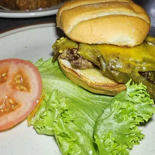 Green Chile and Cheddar Burger