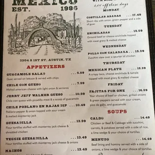 Little Mexico menu