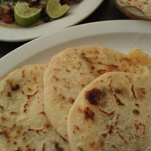 Pastor tacos and pupusas