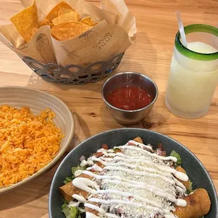 Tings Taquitos Mexicanos, Rice &amp; beans, house marg