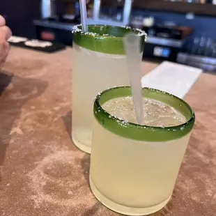 House margaritas with salt. Small and Medium.