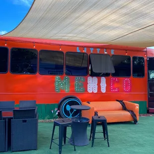 The bus offers indoor dining :)