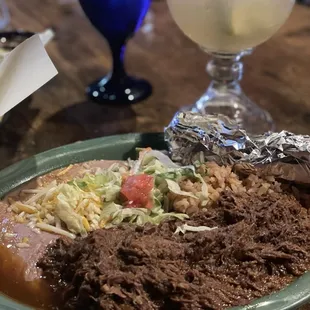 Birria Plate and Grand Margarita