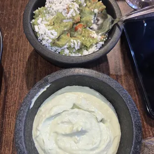 Top: Regular Guac. Bottom: Creamy Guac