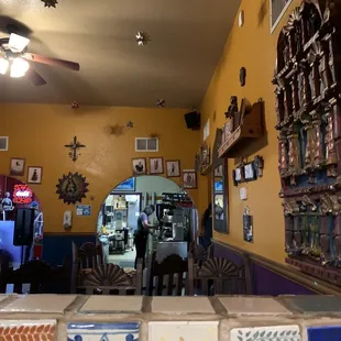 the interior of a mexican restaurant