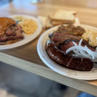 Brisket Sandwich and two 2 Meat Plate, delicious!