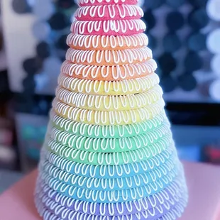 Traditional Scandinavian Kransekake in Rainbow Colors