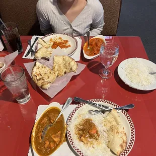 Chicken Tikka Masala (White Meat) Chicken Tikka Curry (White Meat) Garlic Naan Saffron Rice