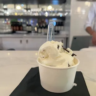 Stracciatella gelato - &apos;1 scoop&apos; - was seven or eight dollars.