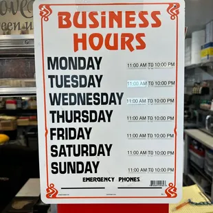 Business hours.