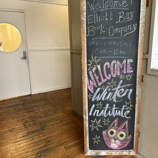 Welcome sign of the bookstore