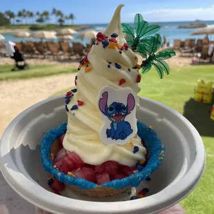 Stitch Dole Whip Sundae! Aloooohhhhaaaaa!!!  so good!
