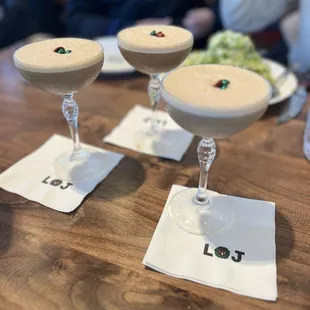 Espresso martinis with glitter beans