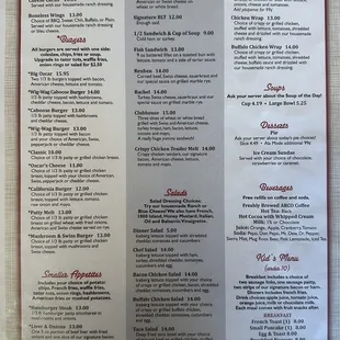 Lunch/dinner menu
