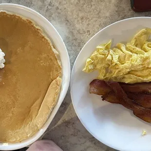 Pancakes are as large as your plate! And the bacon is AMAZING!