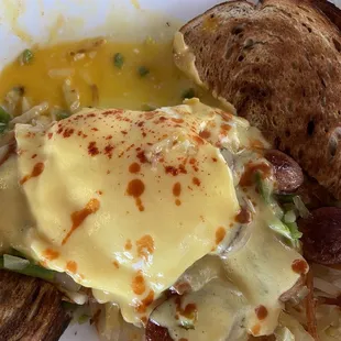 Loaded hasbrowns with andouille sausage! The bomb!  Can't beat the biscuits and gravy either!