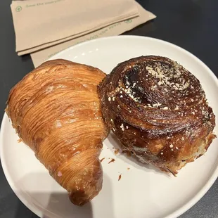 Butter croissant and Venezuelan sticky bun