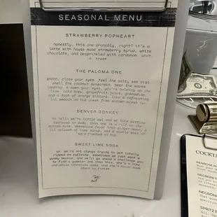 Seasonal menu