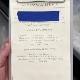 Seasonal Menu, September 2024