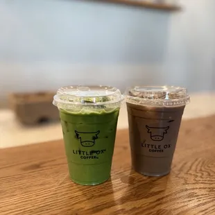 Matcha Latte and Hojicha Latte