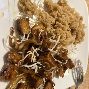 Mongolian tofu and fried rice