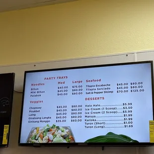 menu and prices