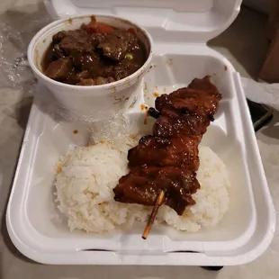 Pepper Steak and BBQ Stick.