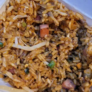 Over soy sauced fried ham rice