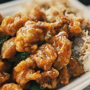 Orange chicken, jalapeno chicken