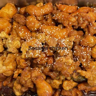 sesame chicken in a sauce