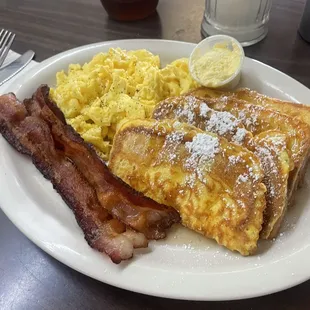 Breakfast special for under $8. French toast, eggs, and choice of meat.