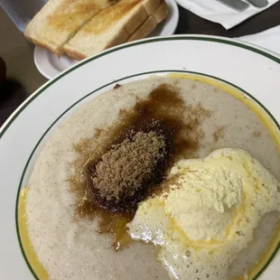 Grits served with brown sugar &amp; butter