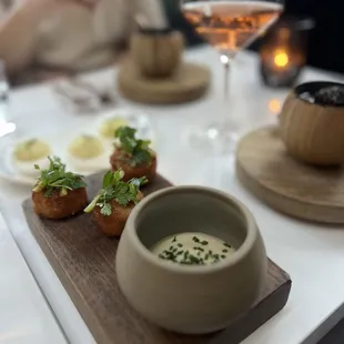 Fried cheese a la jambon beurre, angel eggs
