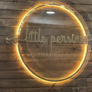 Restaurant signage inside.