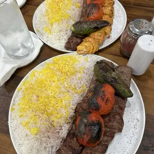 Koobideh and chicken kabobs