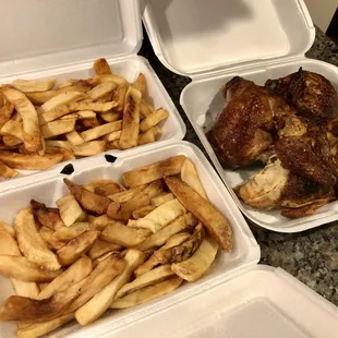 three takeout containers of food