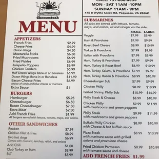 menu