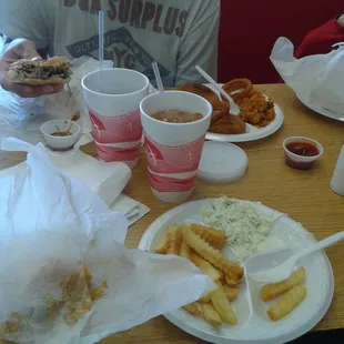 ows a table full of food