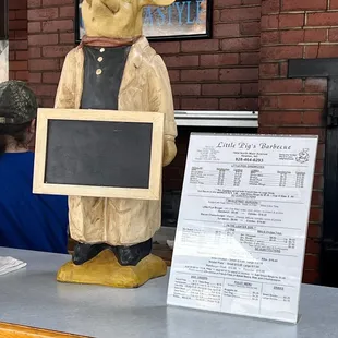a pig with a menu